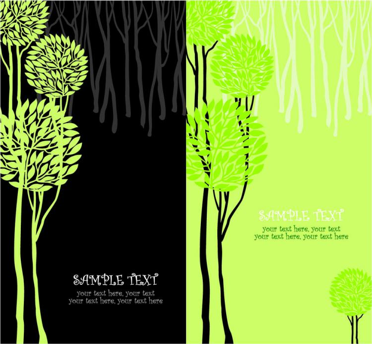 free vector Green tree illustration series 01 vector